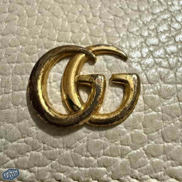 Gucci Marmont Mini Compact Wallet in White Pebbled Leather with Gold Double G - Picture 6 of 16